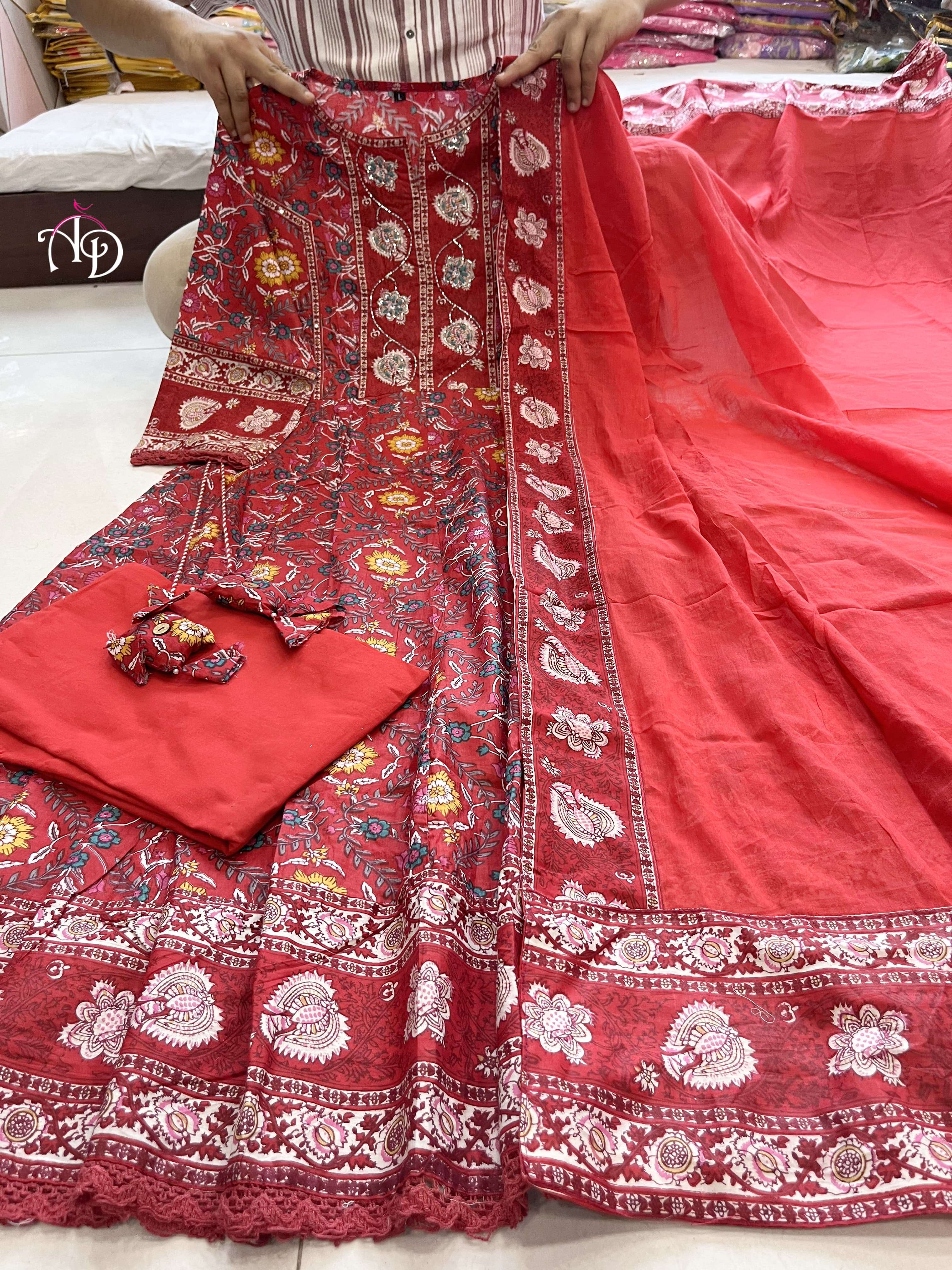 Red Maroon Voluminous Anarkali Suit Set