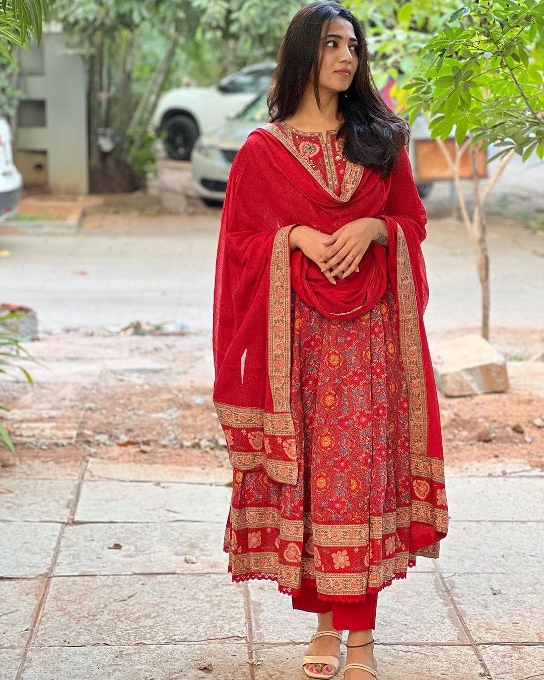 Red Maroon Voluminous Anarkali Suit Set