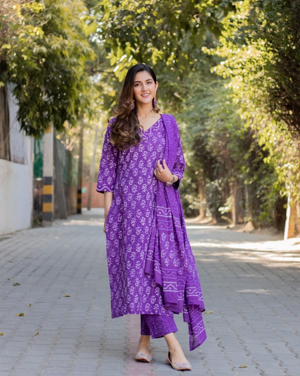 Women Pure Cotton Kurti Pant Dupatta Set